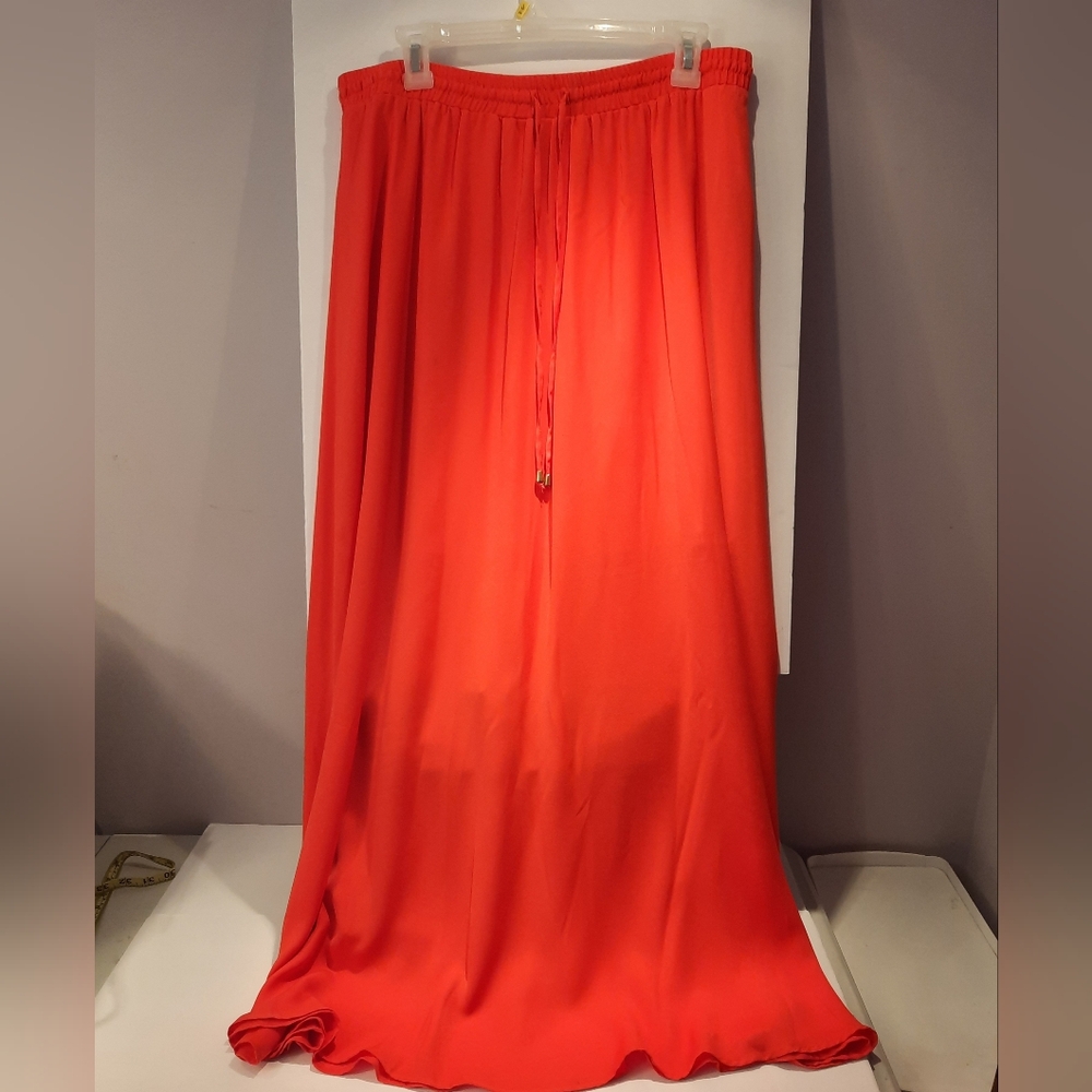Elegant Vibrant Orange Maxi Skirt Worthington Sz L